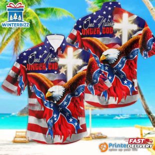 American Eagle US Flag Hawaiian Shirt