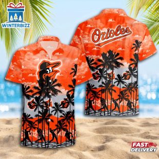 Baltimore Orioles Team Tree Pattern Hawaiian Shirt