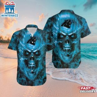 Carolina Panthers Skull Storm Hawaiian Shirt