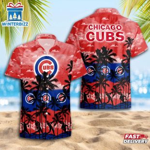 Chicago Cubs Team Tree Pattern Hawaiian Shirt