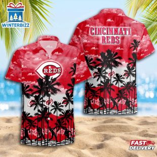 Cincinnati Reds Team Tree Pattern Hawaiian Shirt