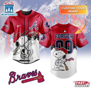 Custom Name And Number Atlanta Braves x Peanuts Baseball Jersey Shirt