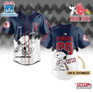 Custom Name And Number Boston Red Sox x Peanuts Baseball Jersey Shirt