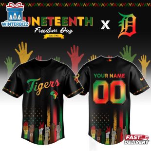 Custom Name And Number Detroit Tigers MLB x Juneteenth Baseball Jersey Shirt