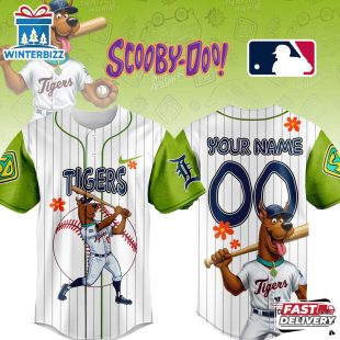 Custom Name And Number Detroit Tigers MLB x Scooby Doo Cartoon Baseball Jersey Shirt