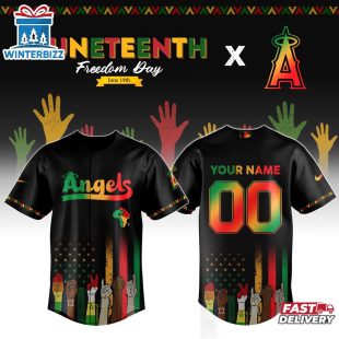 Custom Name And Number Los Angeles Angels MLB x Juneteenth Baseball Jersey Shirt