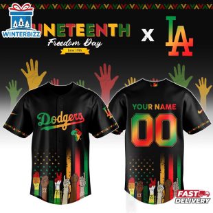 Custom Name And Number Los Angeles Dodgers MLB x Juneteenth Baseball Jersey Shirt