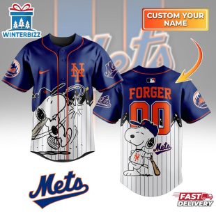 Custom Name And Number New York Mets x Peanuts Baseball Jersey Shirt