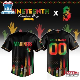 Custom Name And Number Seattle Mariners MLB x Juneteenth Baseball Jersey Shirt