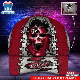 Custom Name Atlanta Falcons NFL Skull Baseball Cap For Fans