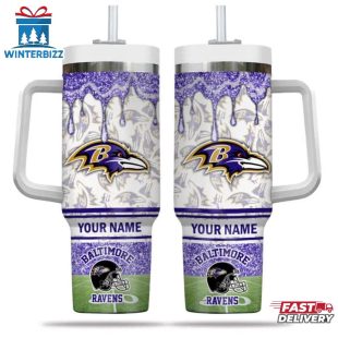 Custom Name Baltimore Ravens NFL Tumbler 40Oz Handle