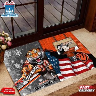 Custom Name Cincinnati Bengals Mascot Mickey Doormat Home Decor