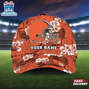 Custom Name Cleveland Browns NFL Flowers Baseball Cap For Fans