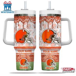 Custom Name Cleveland Browns NFL Tumbler 40Oz Handle