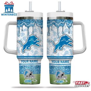 Custom Name Detroit Lions NFL Team Tumbler 40Oz Handle