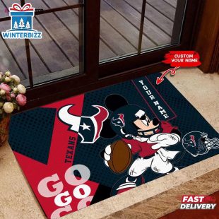 Custom Name Houston Texans Mickey Doormat Home Decor