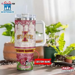 Custom Name Iowa State Cyclones Tumbler 40Oz Handle