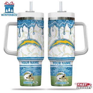 Custom Name Los Angeles Chargers NFL Team Tumbler 40Oz Handle