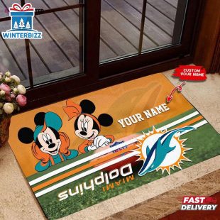 Custom Name Miami Dolphins Mickey Doormat Home Decor