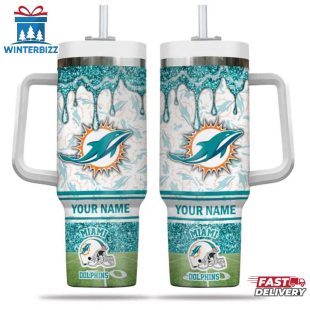 Custom Name Miami Dolphins NFL Team Tumbler 40Oz Handle