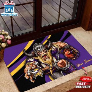 Custom Name Minnesota Vikings Mascot Doormat Home Decor