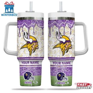 Custom Name Minnesota Vikings NFL Tumbler 40Oz Handle