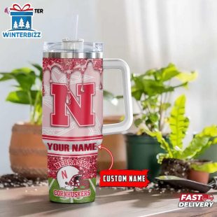 Custom Name Nebraska Cornhuskers Tumbler 40Oz Handle