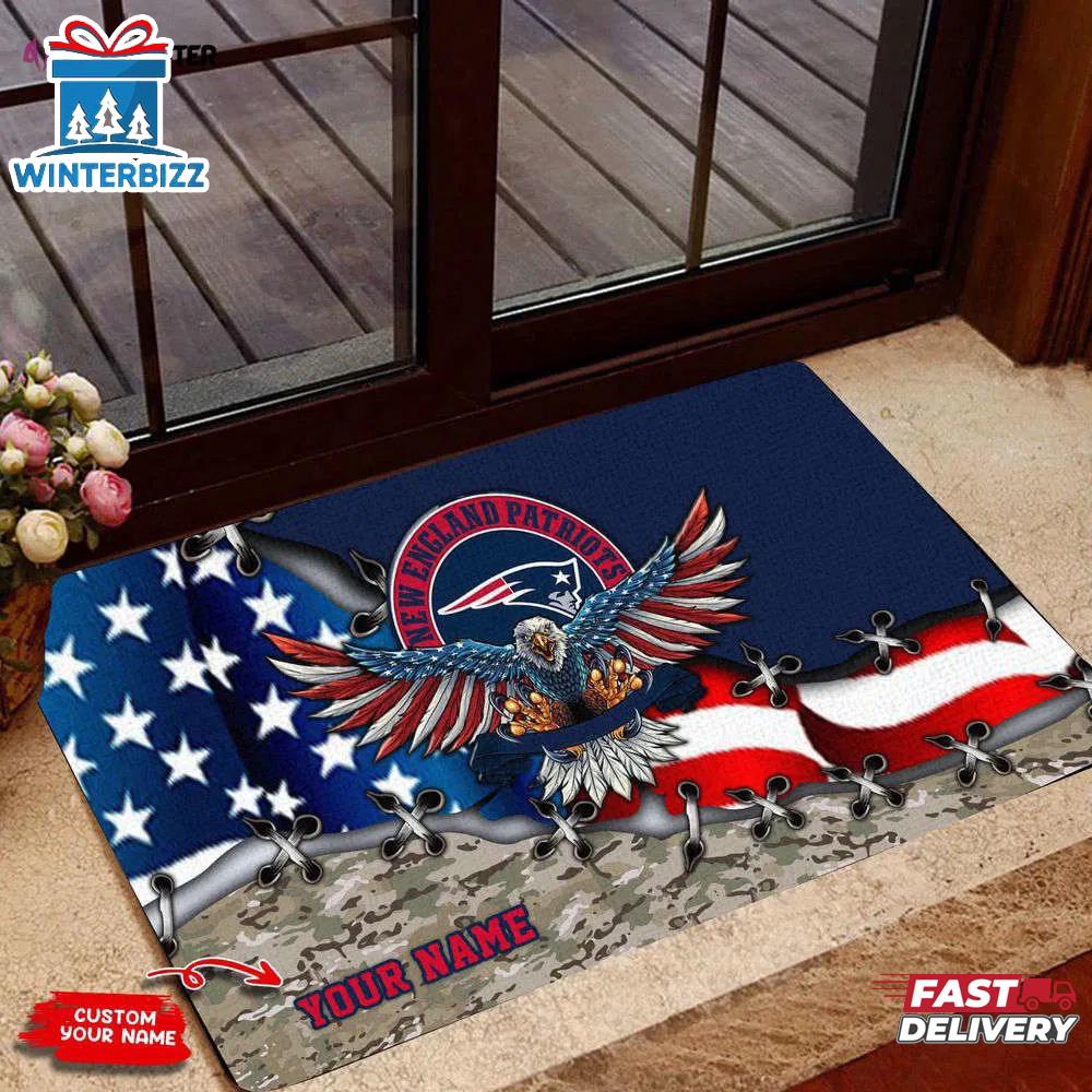 Custom Name New England Patriots Eagle Doormat Home Decor