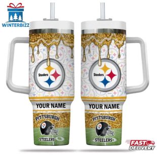 Custom Name Pittsburgh Steelers NFL Tumbler 40Oz Handle