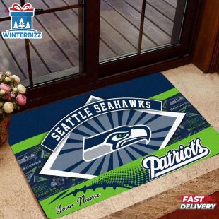 Custom Name Seattle Seahawks Logo Doormat Home Decor