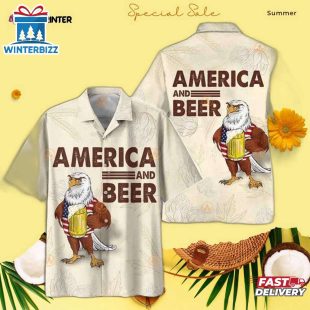 Eagle America And Beer Hawaiian Shirt