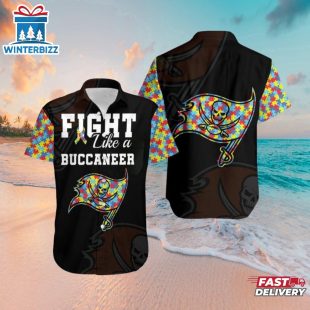 Fight Like A Buccaneers Autism Support Hawaiian Shirt