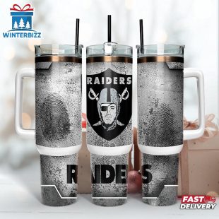 Las Vegas Raiders NFL Fingerprint Effect Tumbler 40Oz With Handle