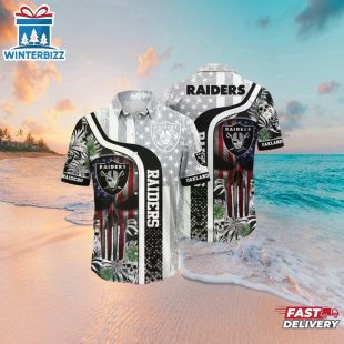 Las Vegas Raiders Patriotic Skull Hawaiian Shirt