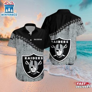 Las Vegas Raiders Steely Gridiron Hawaiian Shirt