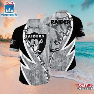 Las Vegas Raiders Thunderbolt Camo Hawaiian Shirt