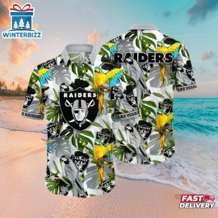 Las Vegas Raiders Tropical Parrot Hawaiian Shirt