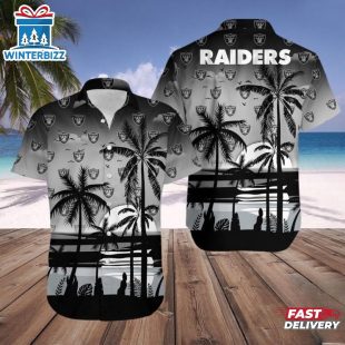 Las Vegas Raiders Tropical Sunset Silhouette Hawaiian Shirt