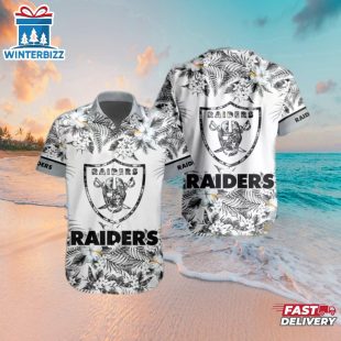 Las Vegas Raiders White Floral Elegance Hawaiian Shirt