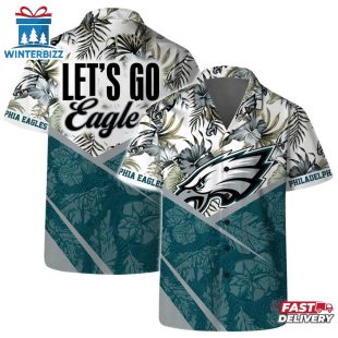Let’s Go Philadelphia Eagles Team Logo Pattern Hawaiian Shirt