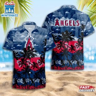 Los Angeles Angels Team Tree Pattern Hawaiian Shirt