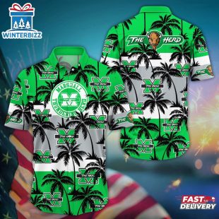 Marshall Thundering Herd Summer Aloha Hawaiian Shirt Gift For Fans