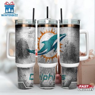 Miami Dolphins NFL Fingerprint Effect Tumbler 40Oz With Handle