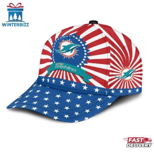 Miami Dolphins Sport US Flag Pattern Independence Day Classic Cap