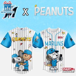 Miami Marlins MLB x Peanuts Baseball Jersey Shirt