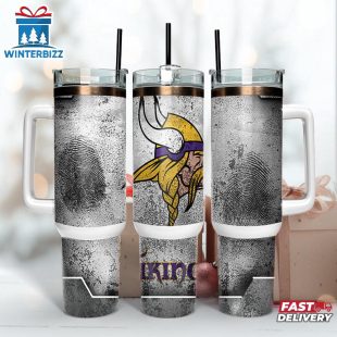 Minnesota Vikings NFL Fingerprint Effect Tumbler 40Oz With Handle
