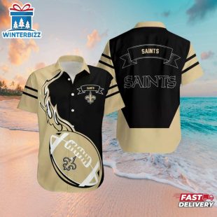 New Orleans Saints Gridiron Flame Hawaiian Shirt