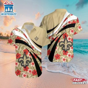 New Orleans Saints Hibiscus Hawaiian Shirt