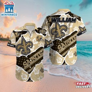 New Orleans Saints Hibiscus Pride Hawaiian Shirt