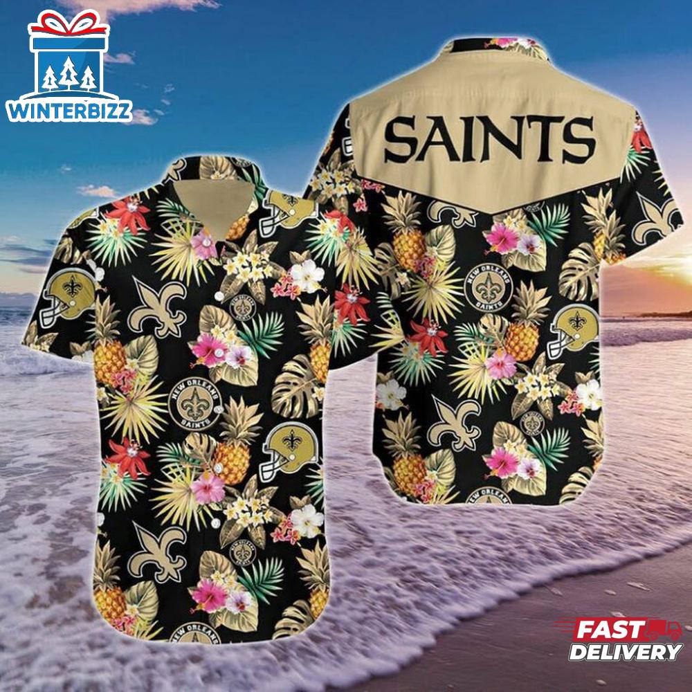 New Orleans Saints Tropical Bloom Hawaiian Shirt New Orleans Saints Tropical Bloom Hawaiian Shirt